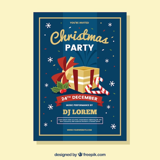 Cartaz de festa de natal com design plano