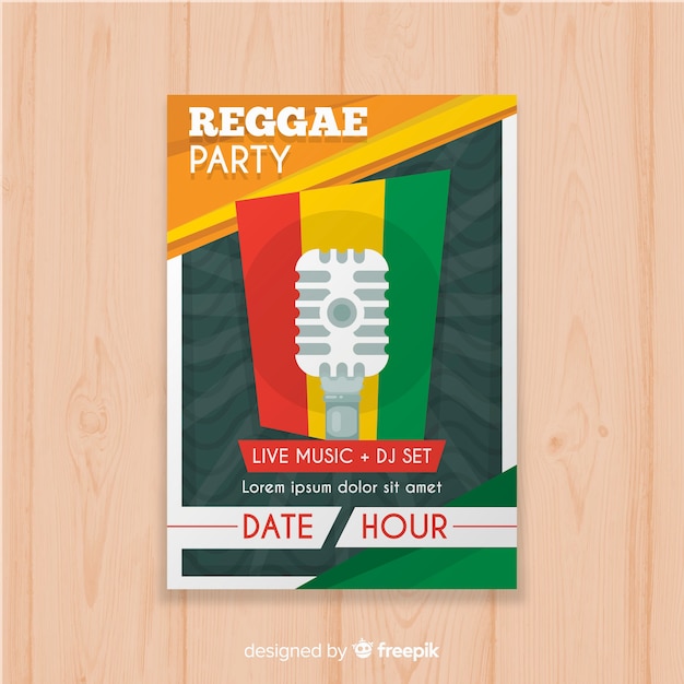 Cartaz de festa de reggae colorido com design liso