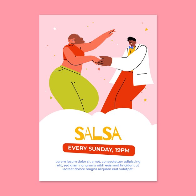 Vetor grátis cartaz de festa de salsa desenhado à mão