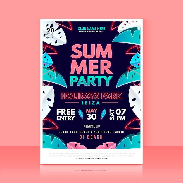 Cartaz de festa de verão em design plano