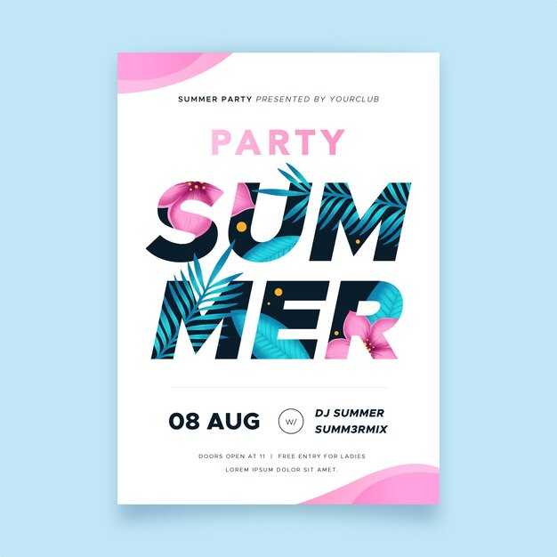 Cartaz de festa de verão letras