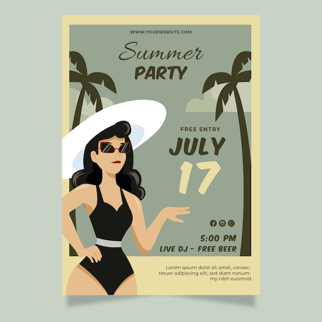 Cartaz de festa de verão vintage