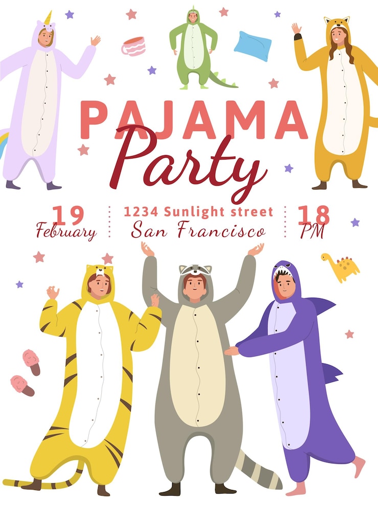 Vetor grátis cartaz de festa do pijama