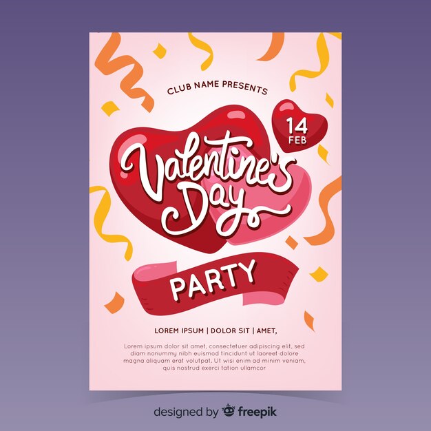 Cartaz de festa dos namorados corações mão desenhada