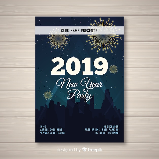 Cartaz de festa elegante ano novo com design realista