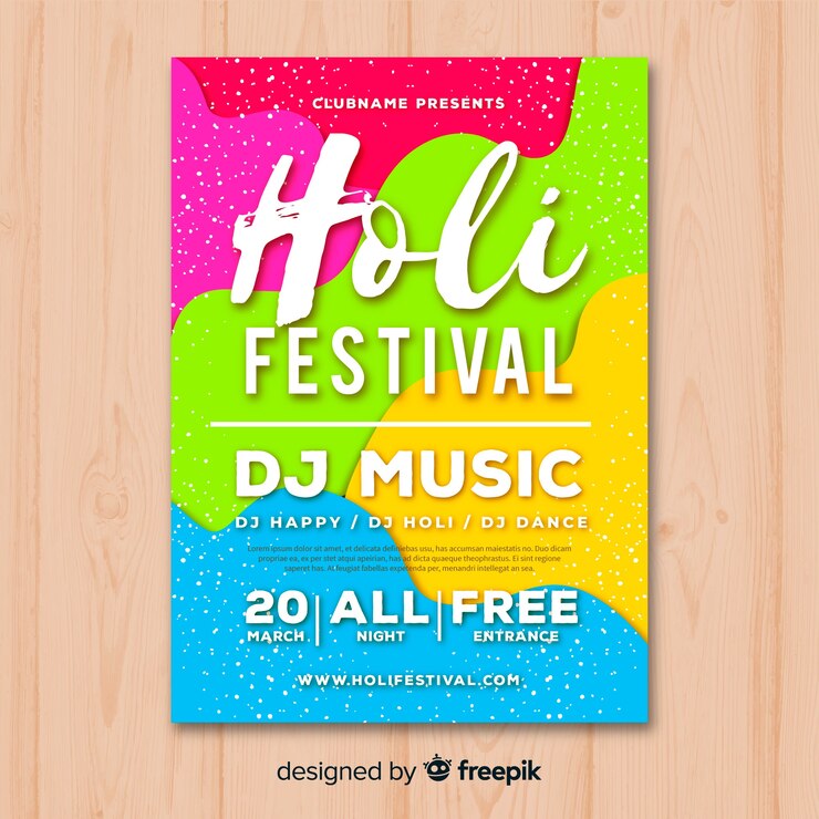 Vetor grátis cartaz de festa festival holi colorido