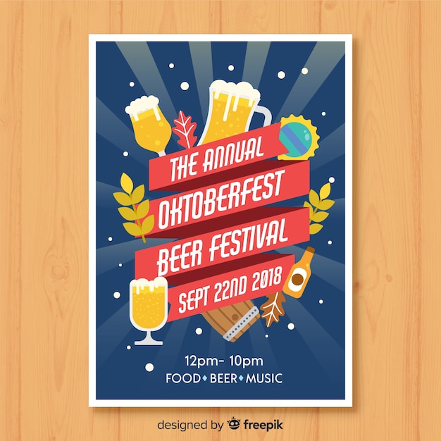 Cartaz de festa oktoberfest em design plano