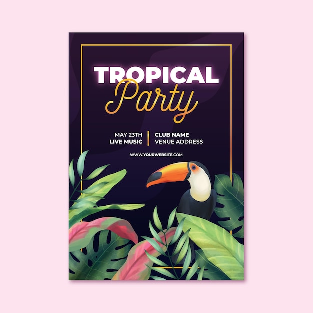 Vetor grátis cartaz de festa tropical com animais