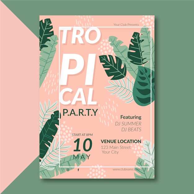 Vetor grátis cartaz de festa tropical