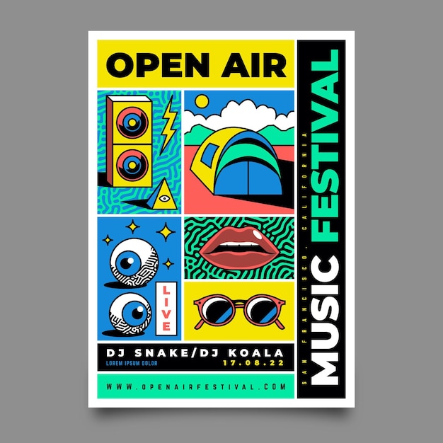 Vetor grátis cartaz de festival de música ao ar livre