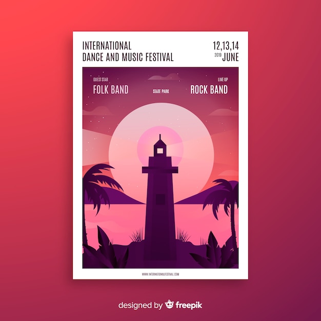 Vetor grátis cartaz de festival de música de ilustração de gradiente