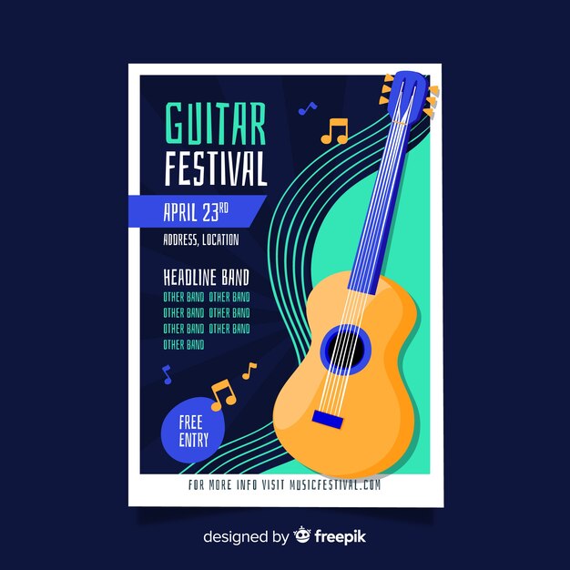 Cartaz de festival de música desenhada de mão