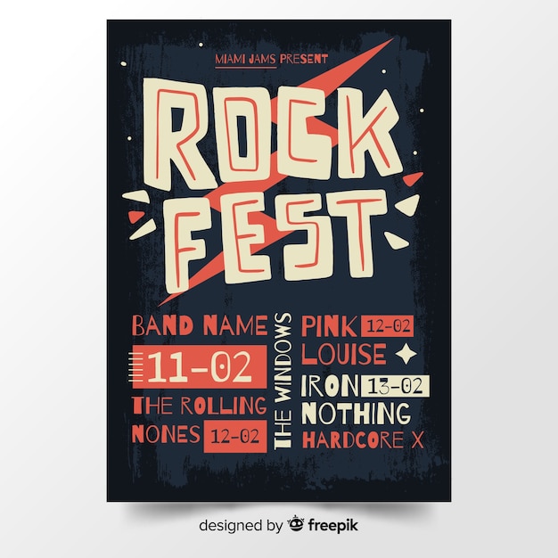 Vetor grátis cartaz de festival de música desenhada de mão