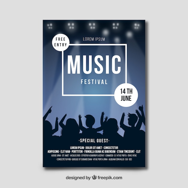 Cartaz de festival de música desenhada de mão