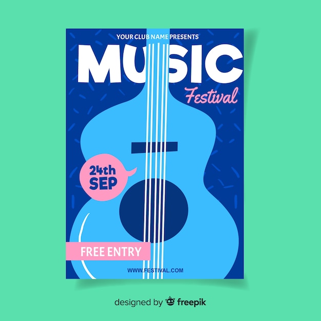 Vetor grátis cartaz de festival de música desenhada de mão