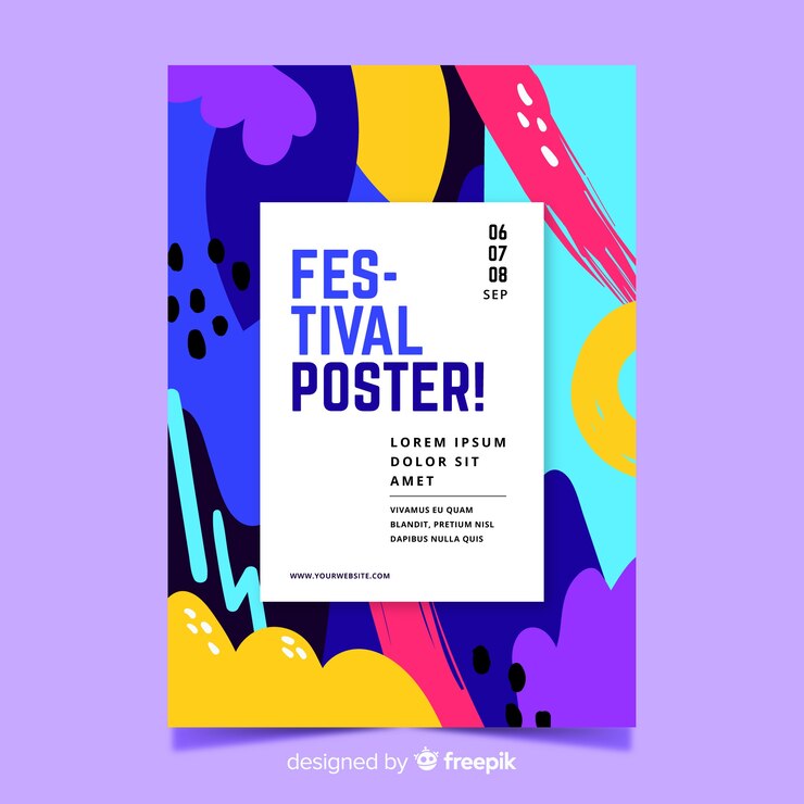 Vetor grátis cartaz de festival de música desenhada mão abstrata