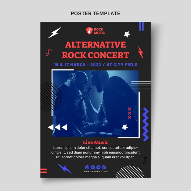 Cartaz de festival de música minimalista em design plano