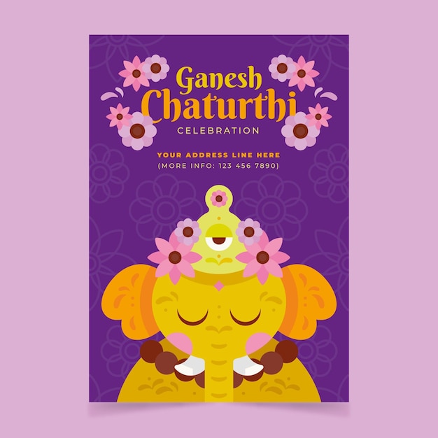 Cartaz de ganesh chaturthi plana