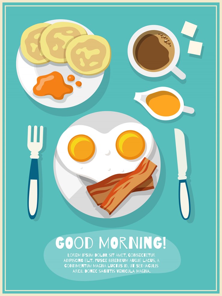 Vetor grátis cartaz de ícone de café da manhã