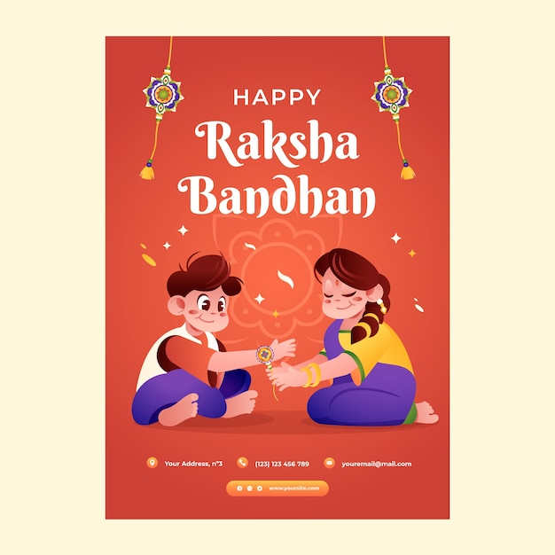 Cartaz de ilustração gradiente raksha bandhan