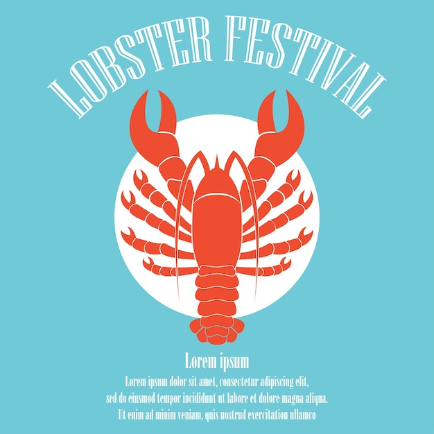 Cartaz de lagosta para o modelo do festival de lagosta. ilustração vetorial