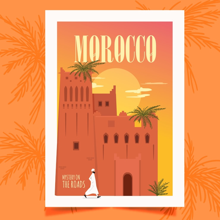 Vetor grátis cartaz de marrocos