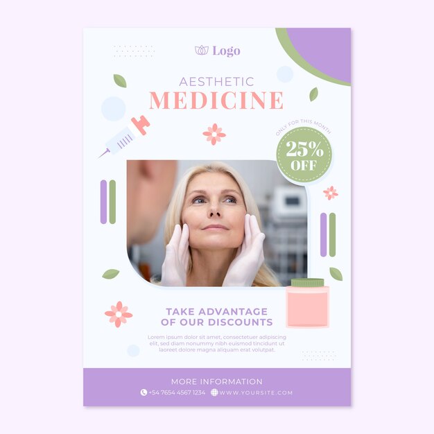 Cartaz de medicina estética de design plano
