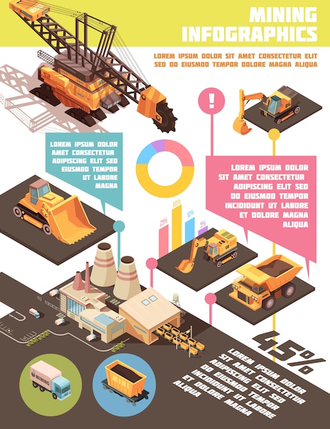Vetor grátis cartaz de mineração infográfico