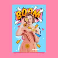 Vetor grátis cartaz de moda boom com mulher