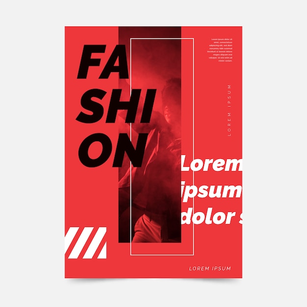 Cartaz de moda colorida em tons de vermelho