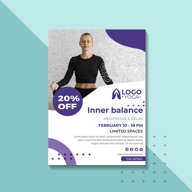 Cartaz de modelo de aula de ioga
