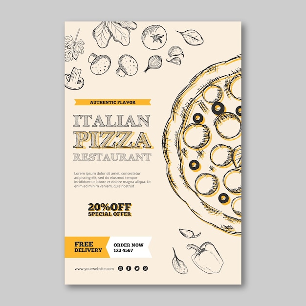 Cartaz de modelo de restaurante italiano Vetor Premium