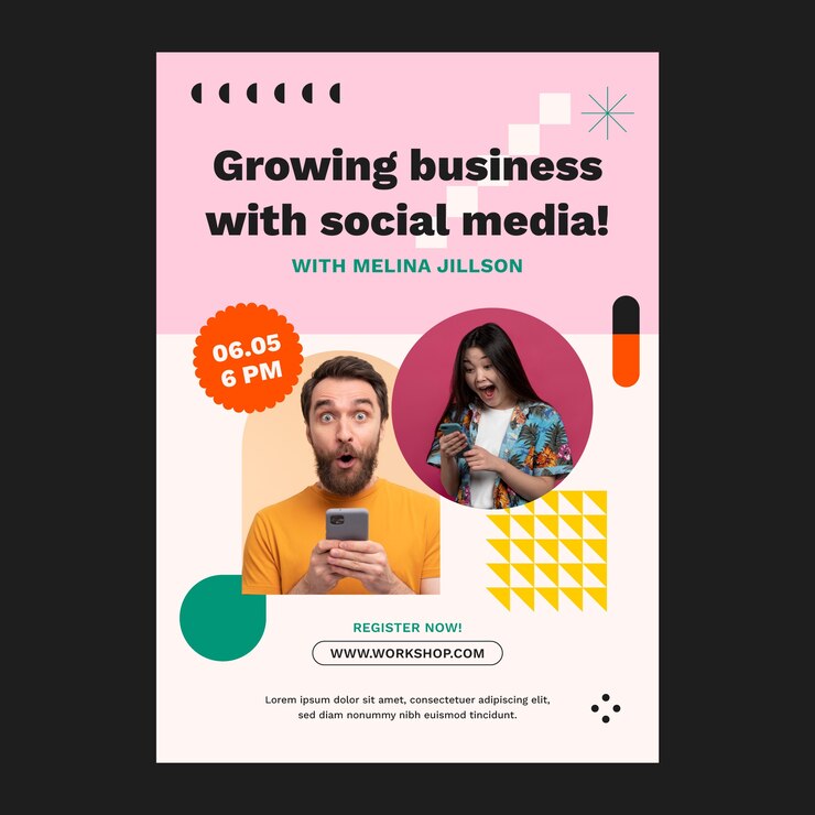 Vetor grátis cartaz de oficina de negócios de design plano