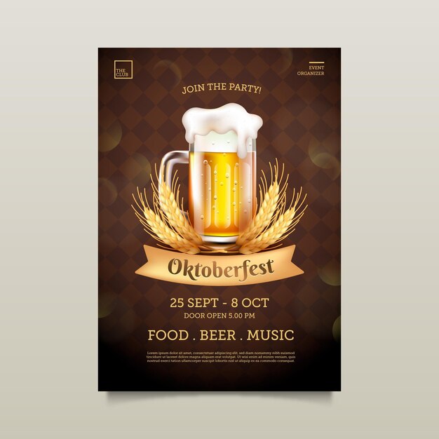 Cartaz de oktoberfest realista com caneca