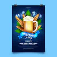 Vetor grátis cartaz de oktoberfest realista com caneca