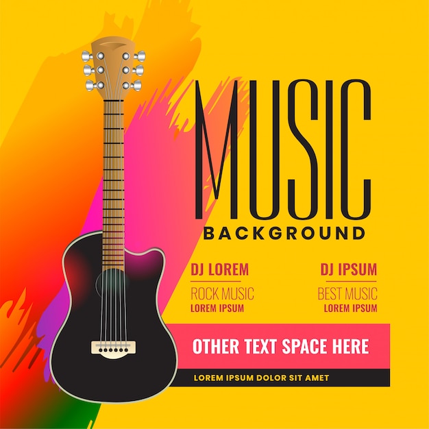 Vetor grátis cartaz de panfleto musical com violão realista