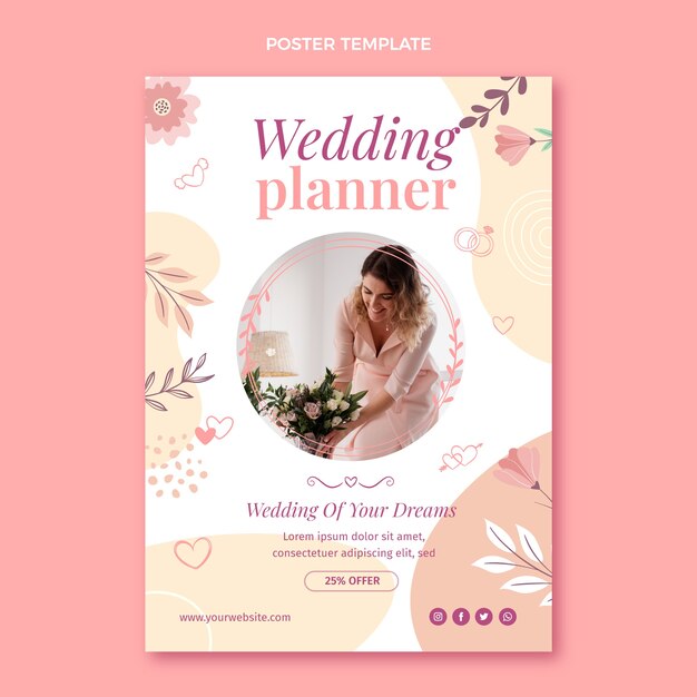 Cartaz de planejador de casamento desenhado à mão