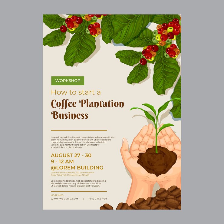 Vetor grátis cartaz de plantação de café de design plano