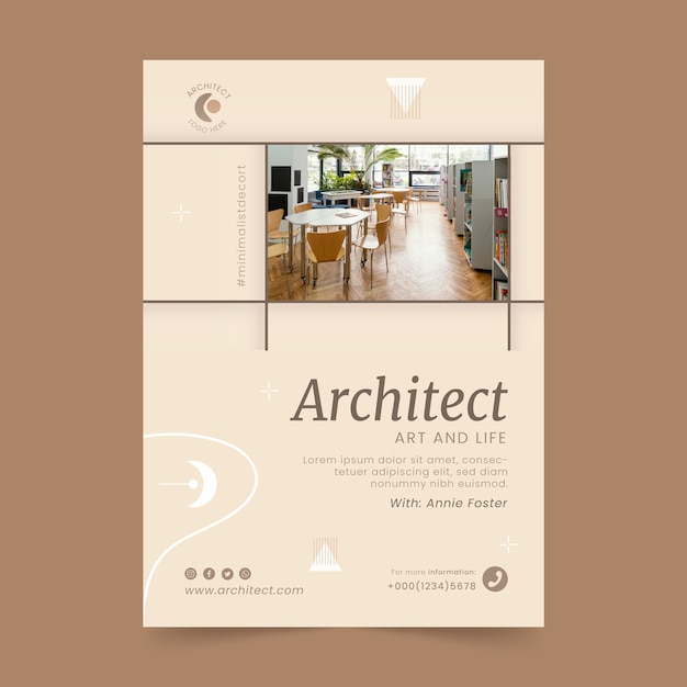 Vetor grátis cartaz de projeto de arquitetura de design plano