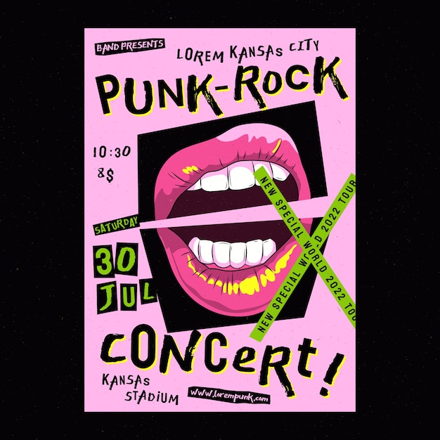 Vetor grátis cartaz de punk rock desenhado à mão