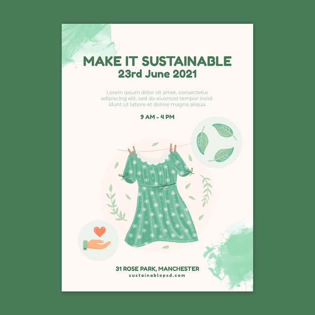 Cartaz de roupas sustentáveis para o meio ambiente