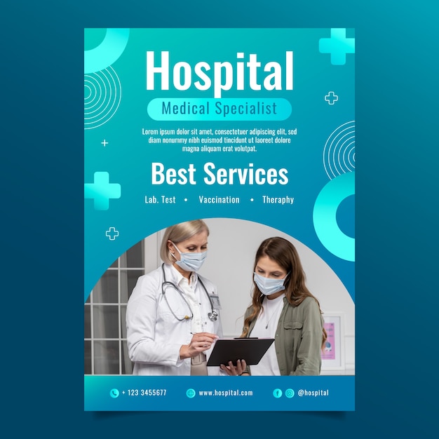 Cartaz de serviço de saúde hospitalar