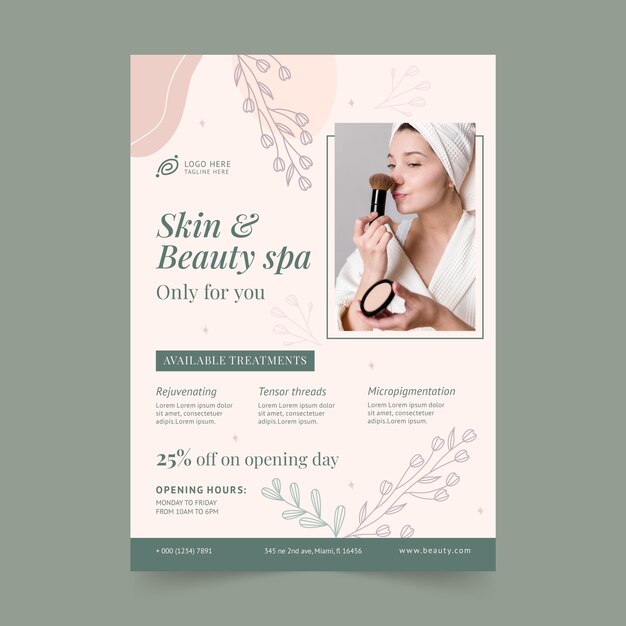 Cartaz de spa de beleza desenhado à mão