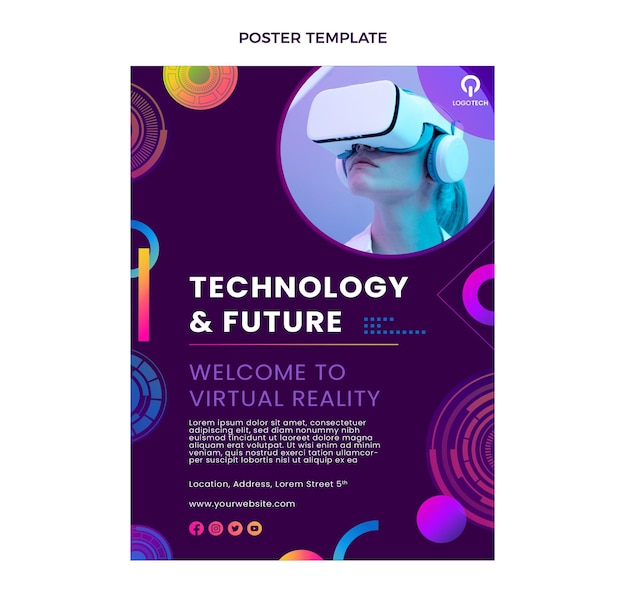 Cartaz de tecnologia de textura gradiente