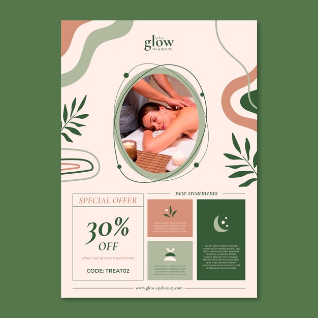 Cartaz de tratamento de spa boho desenhado à mão