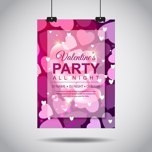 Cartaz de valentine's party do vetor