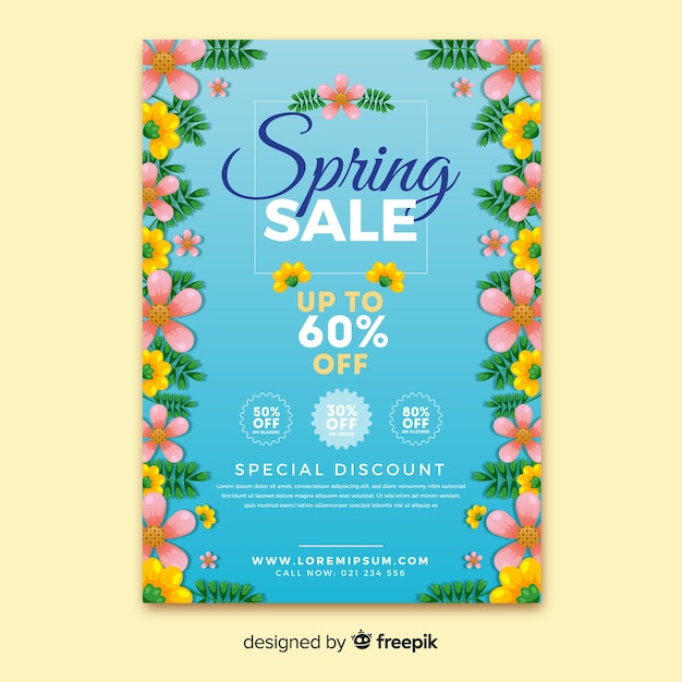 Cartaz de venda de primavera plana