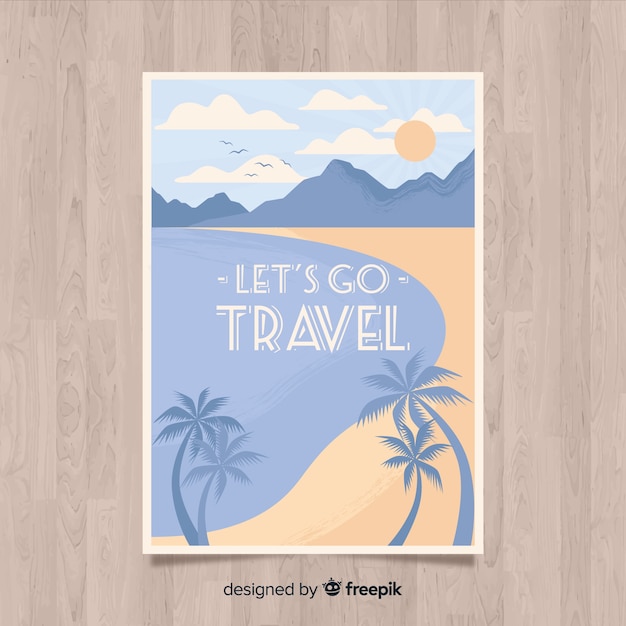 Cartaz de viagens promocionais vintage plana