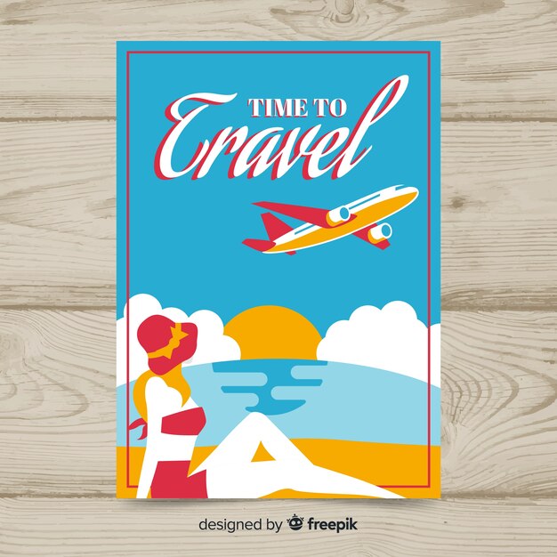 Cartaz de viagens vintage plana