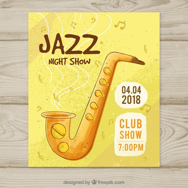 Cartaz desenhado à mão da noite de jazz